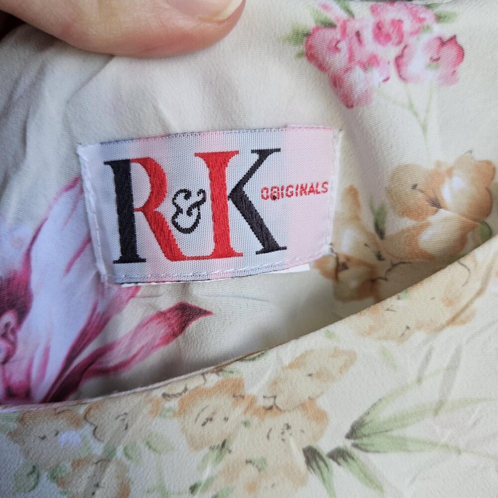 Vintage R&K Originals Light Cream Floral Cottage Style Maxi/Flare Dress Size M - Picture 9 of 16